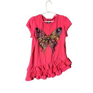 Time 2 Shine Girls Size Medium 7 8 Girls Tiered Hem Butterfly screenprint asymme